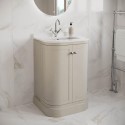 BUN/BOWL600VBG/97682 600mm Beige Curved Freestanding Vanity Unit with Basin - Bowland