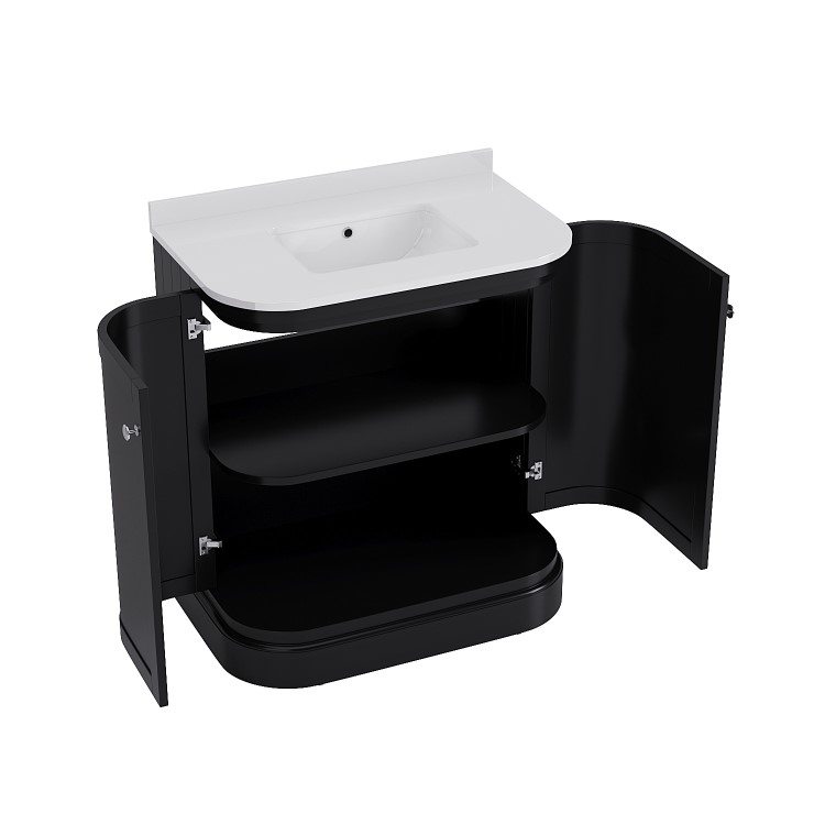 800mm Black Curved Freestanding Vanity Unit with Basin - Bowland