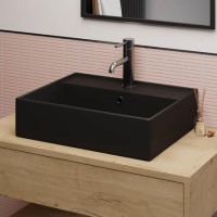 Matt Black Square Countertop Basin 497mm - Bowen Matt Black Square Countertop Basin 497mm - Bowen