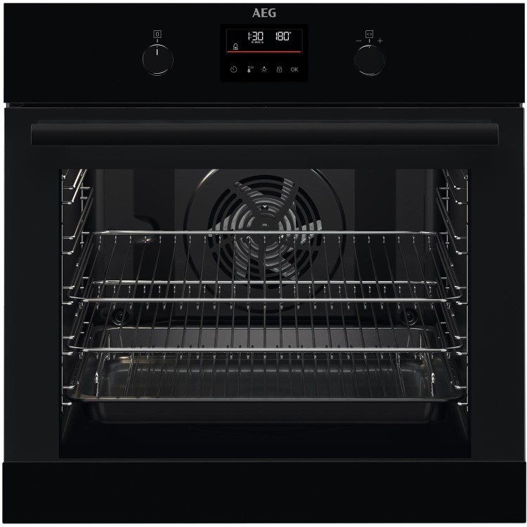 AEG 6000 Series SteamBake Pyrolytic Self-Cleaning Electric Single Oven - Black