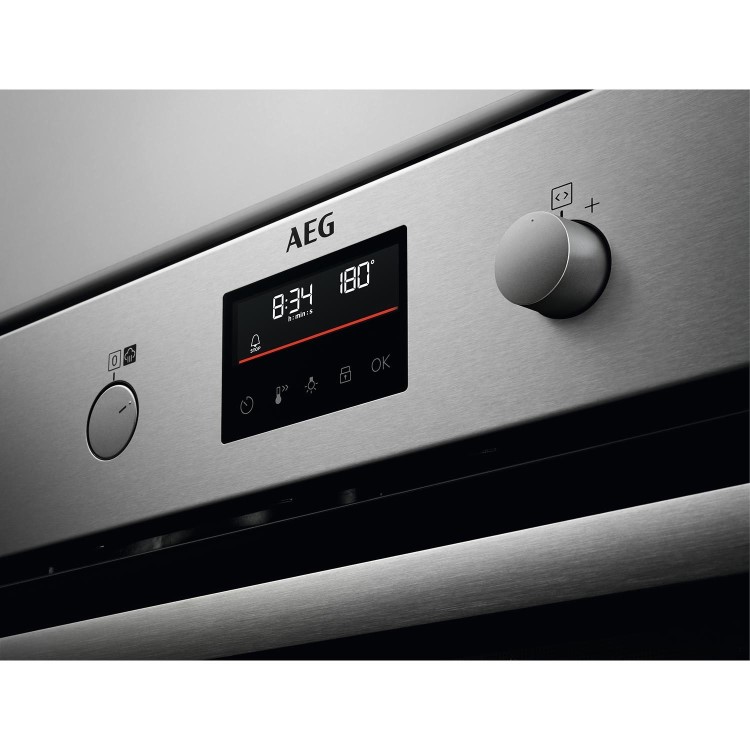 AEG 6000 Series SteamBake Pyrolytic Self-Cleaning Electric Single Oven - Stainless Steel