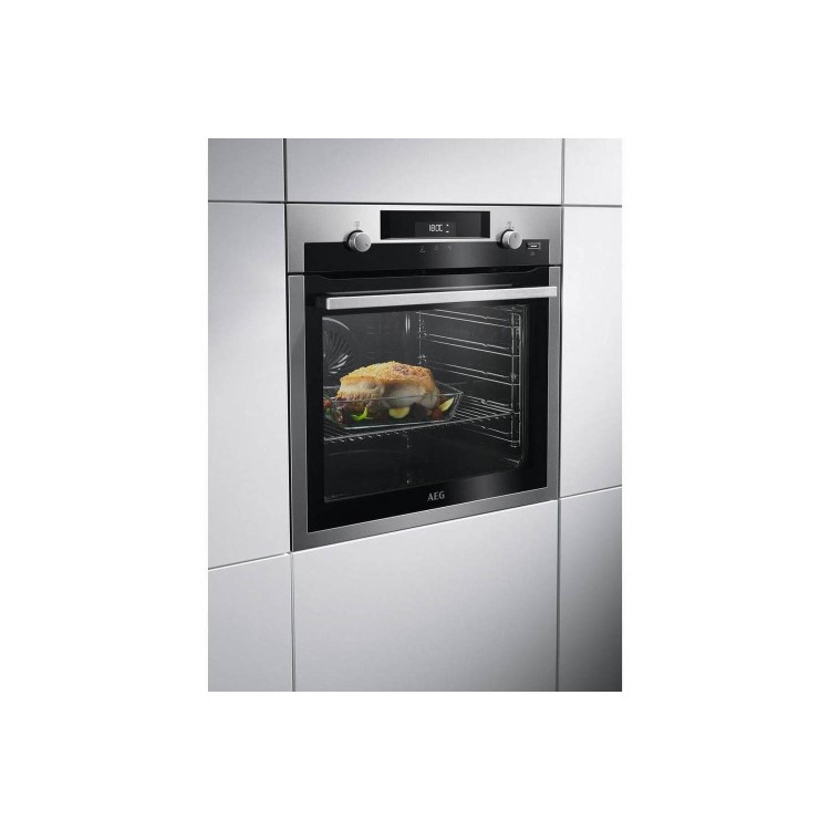 AEG 71L Electric Built-in Single Oven With Pyrolytic Cleaning - Stainless Steel