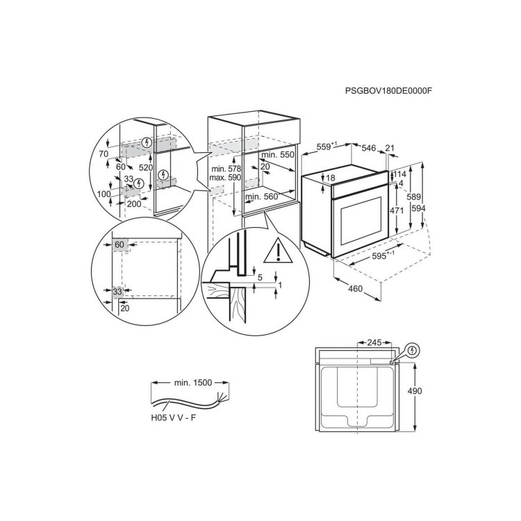 AEG 71L Electric Built-in Single Oven With Pyrolytic Cleaning - Stainless Steel