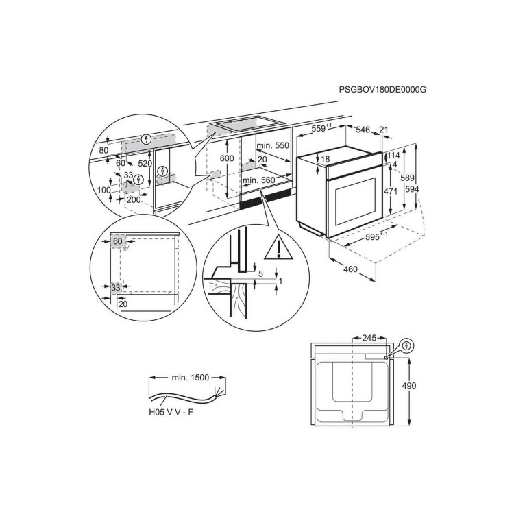 AEG 71L Electric Built-in Single Oven With Pyrolytic Cleaning - Stainless Steel