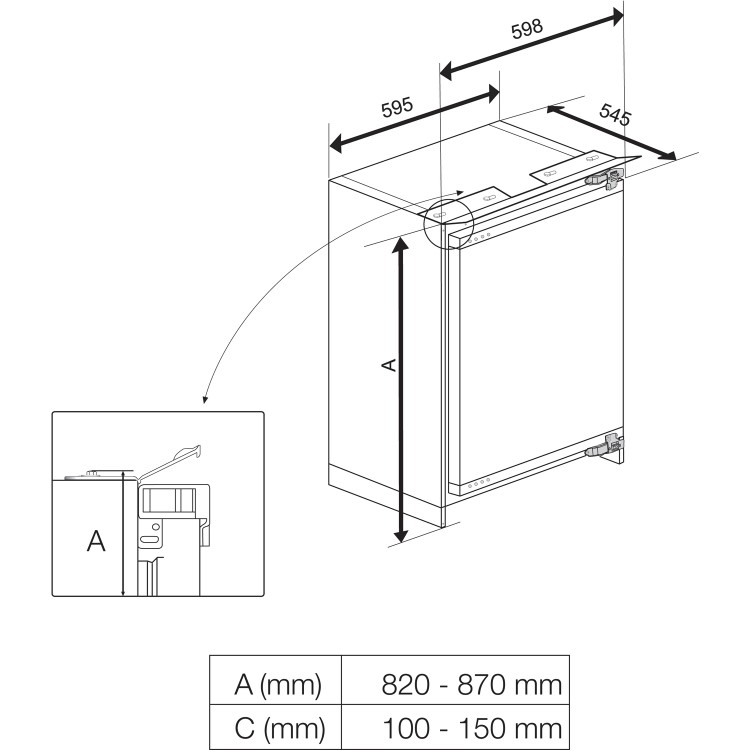Beko BR11.0 Under Counter Integrated Fridge With Icebox