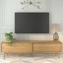 Solid Oak TV Unit with Sliding Doors - TV's up to 70" - Scandi - Briana