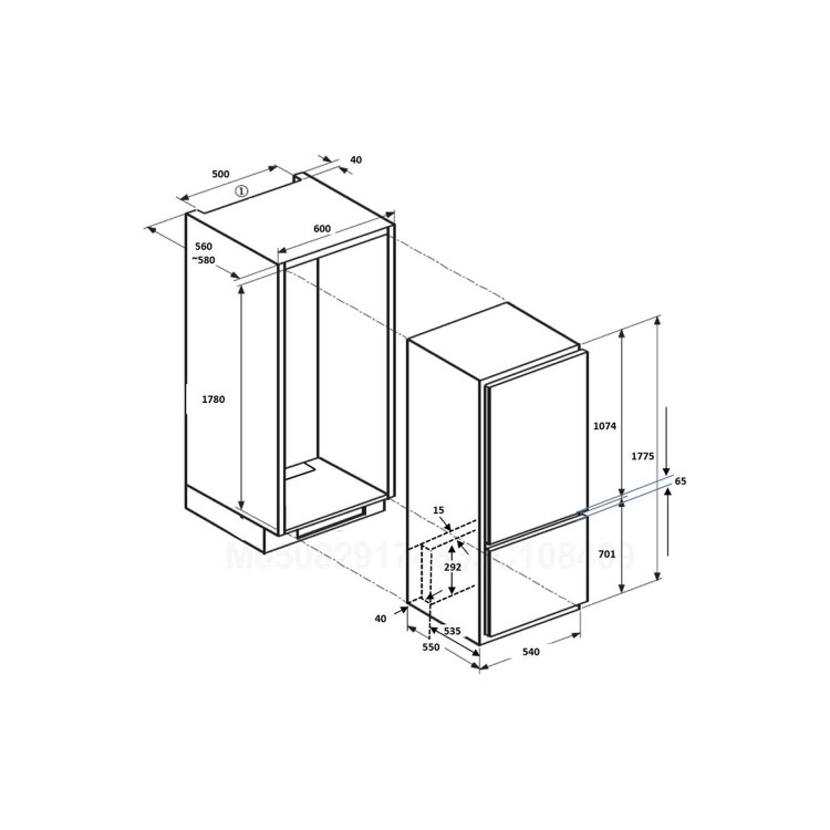 Samsung BRB260031WW 266 Litre Integrated Fridge Freezer 70/30 Split 178cm Tall Frost Free 54cm Wide - White