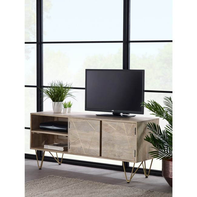 Wooden TV Unit with Gold Inlay TV's upt to 55" - Bengal