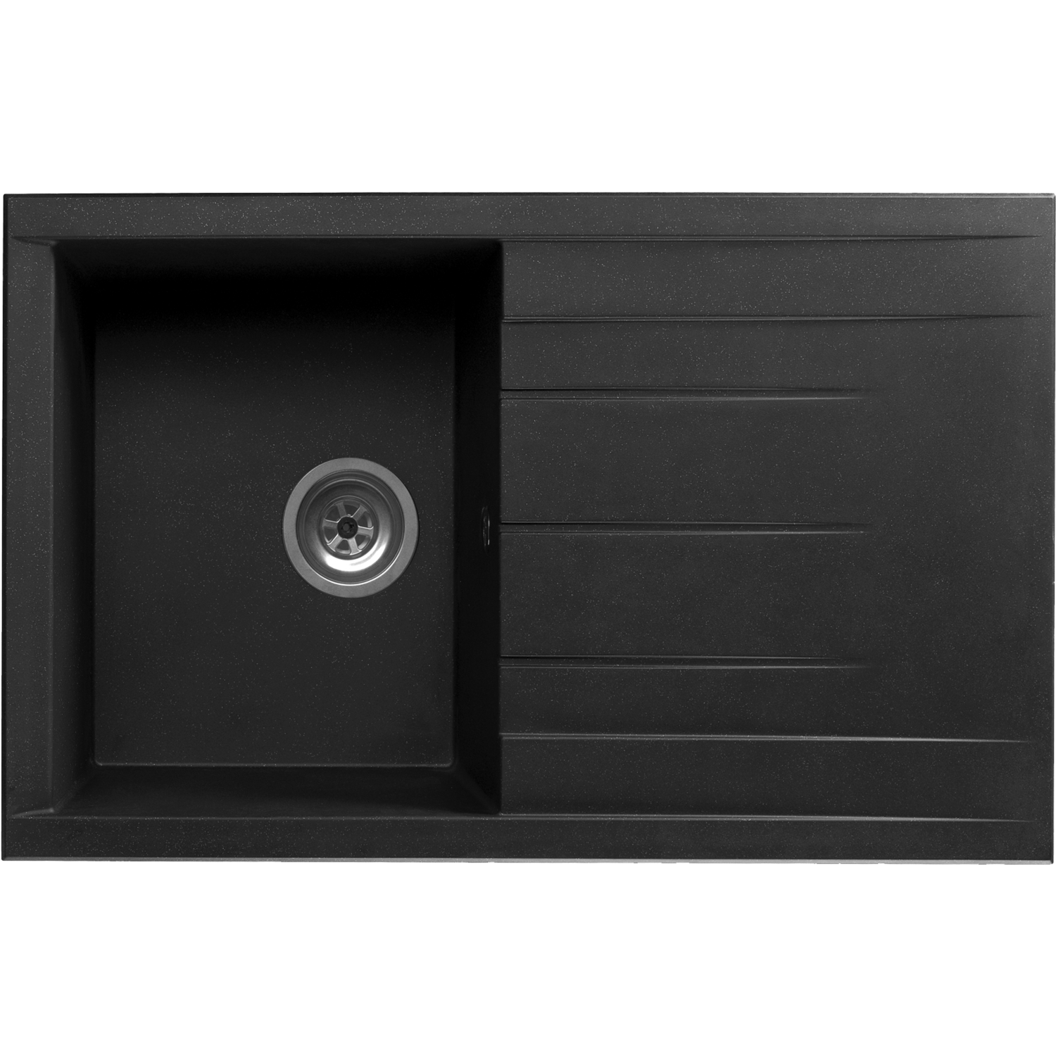 Rocklite Black Bredon Single Bowl Inset Composite Kitchen Sink With Reversible Drainer