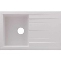 Rocklite Breadon Single Bowl Inset White Composite Kitchen Sink with Reversible Drainer
