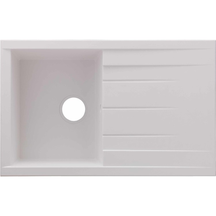 Rocklite Breadon Single Bowl Inset White Composite Kitchen Sink with Reversible Drainer