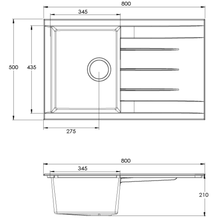 Rocklite Breadon Single Bowl Inset White Composite Kitchen Sink with Reversible Drainer
