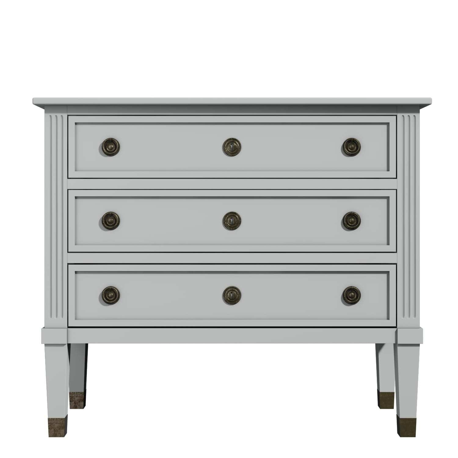 Grey 3 Drawer Chest of Drawers in Solid Wood eBay