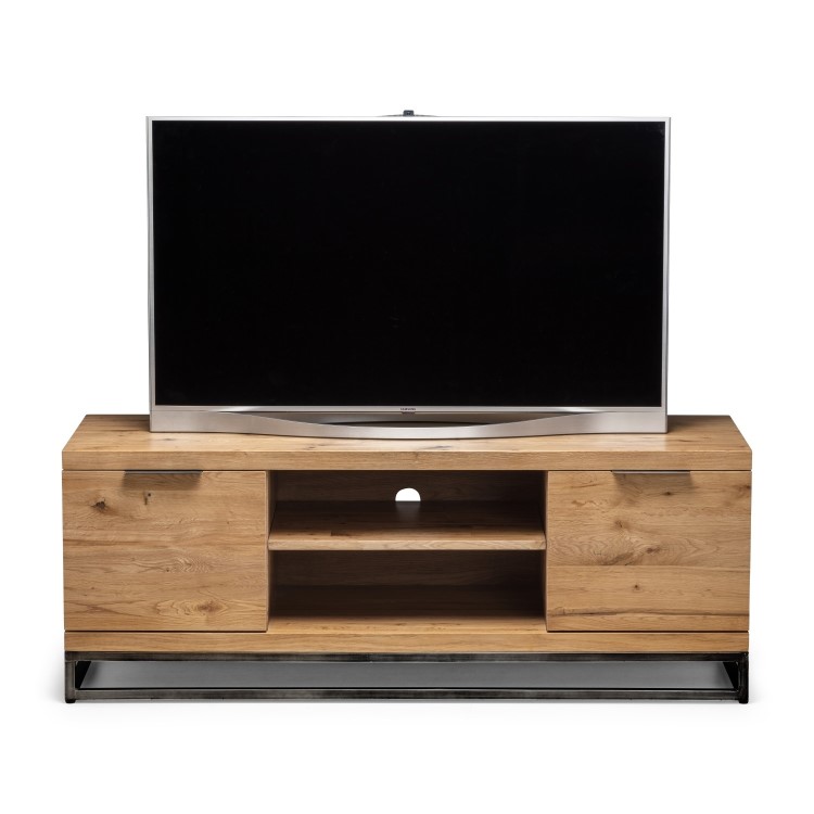 Oak TV Unit with Metal Legs & Open Shelves TV's up to 50" - Brooklyn