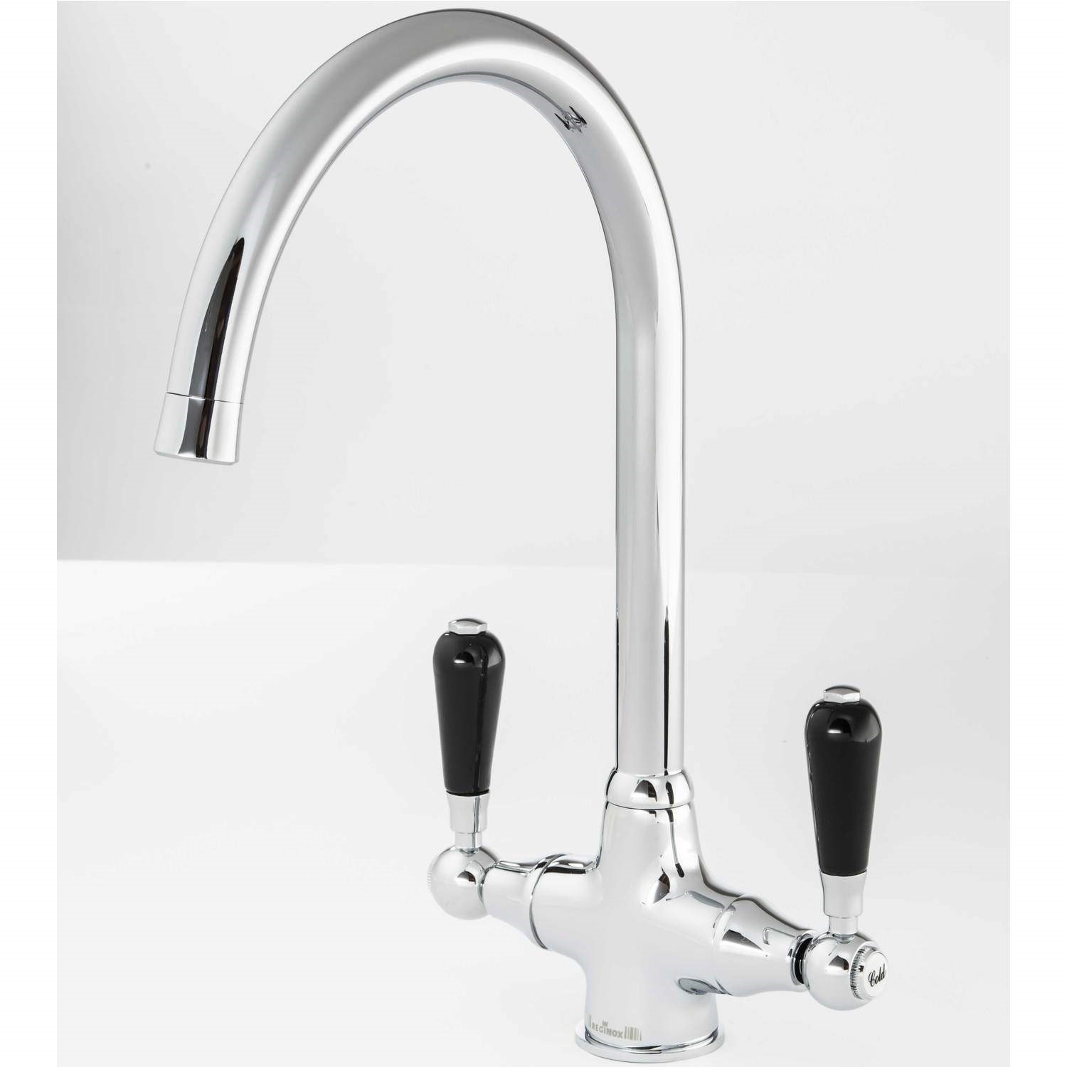 Reginox Chrome Twin Lever Kitchen Mixer Tap - Brooklyn