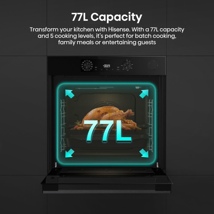 Hisense Hi4 BSA66221ADBGUK Electric Single Oven with Vapour Cleaning - Black