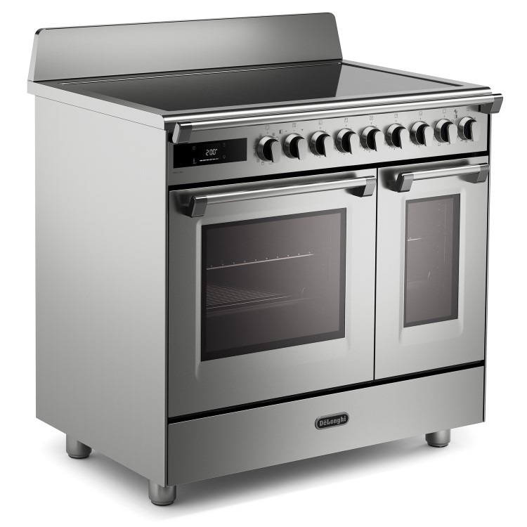 DeLonghi 90cm Electric Range Cooker with Warming Zone - Stainless Steel