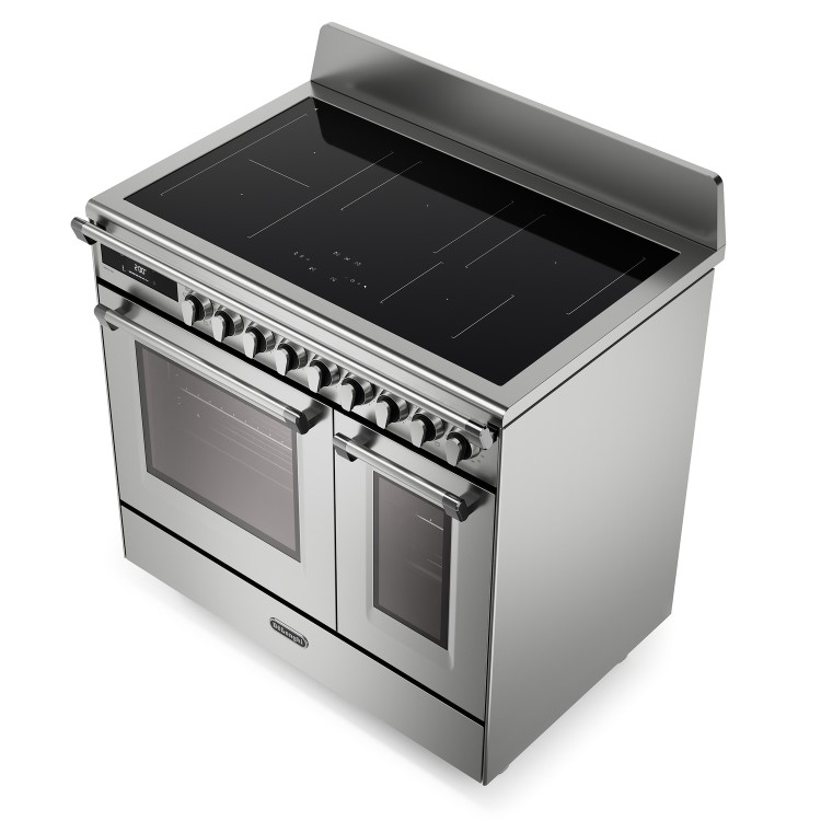 DeLonghi 90cm Electric Range Cooker with Warming Zone - Stainless Steel