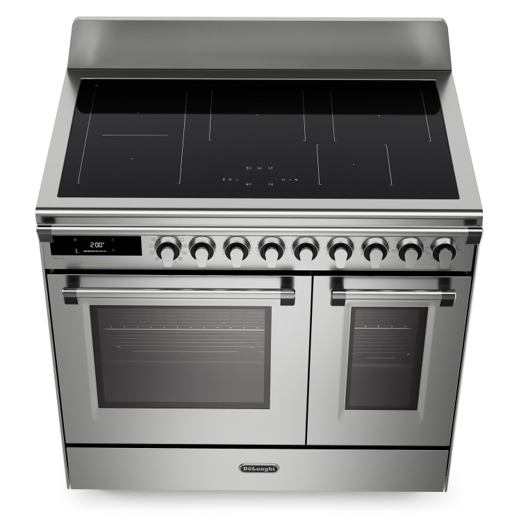 DeLonghi 90cm Electric Range Cooker with Warming Zone - Stainless Steel