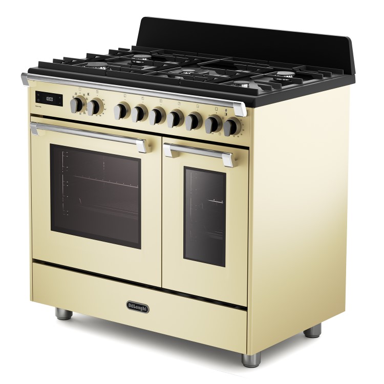 DeLonghi 90cm Dual Fuel Range Cooker - Cream