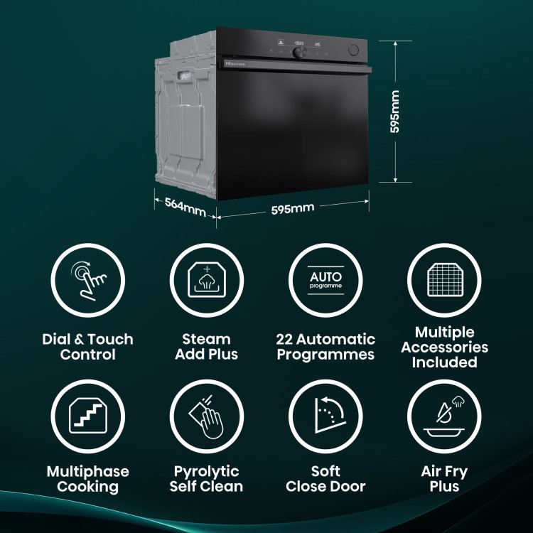 Hisense Hi6 SE BSA66331PBDGUK Electric Single Oven with Pyrolytic Cleaning - Black