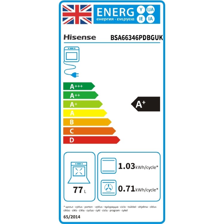 Hisense BSA66346PDBGUK Digital Electric Self Cleaning Single Oven - Black