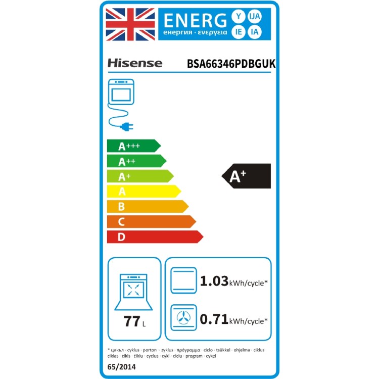 Refurbished Hisense Hi6 BlackLine BSA66346PDBGUK Built In Electric Pyrolytic Steam Add Plus Single Oven