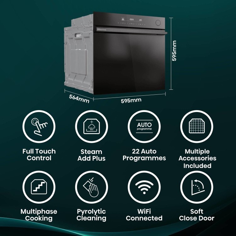 Hisense BSA66346PDBGUK Digital Electric Self Cleaning Single Oven - Black