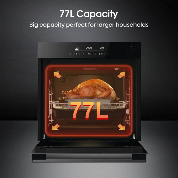 Refurbished Hisense Hi6 BlackLine BSA66346PDBGUK Built In Electric Pyrolytic Steam Add Plus Single Oven