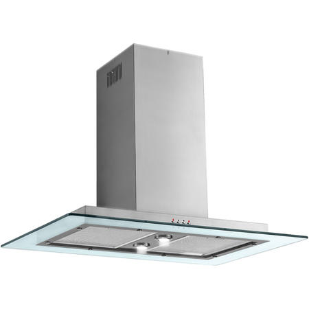 Baumatic BTI975GL 90cm Stainless Steel Island Cooker Hood With FlatGlass Canopy