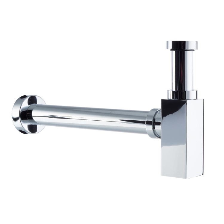 Chrome Square Bottle Trap and Outlet Pipe