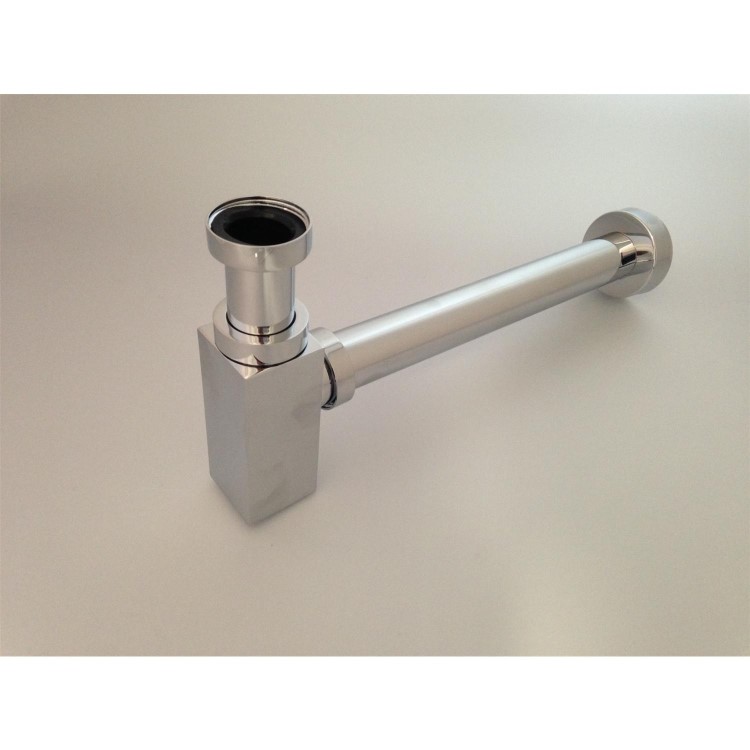 Chrome Square Bottle Trap and Outlet Pipe