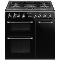 GRADE A3 - Smeg BU93BL Burghley 90cm Dual Fuel Range Cooker - Black