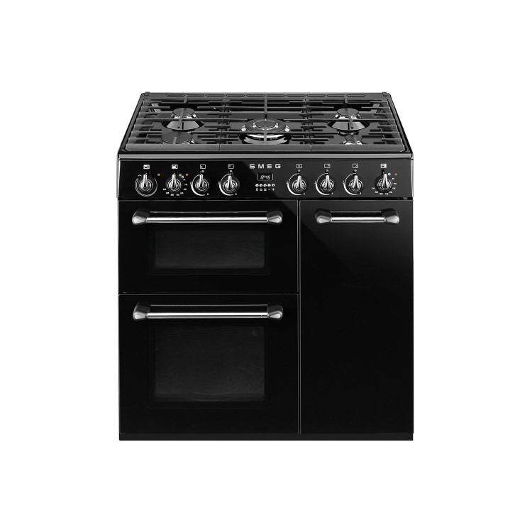 GRADE A3 - Smeg BU93BL Burghley 90cm Dual Fuel Range Cooker - Black