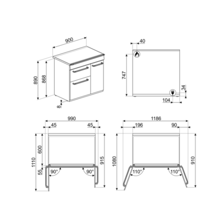 GRADE A1 - Smeg Burghley 90cm Dual Fuel Range Cooker - Black -cook10-