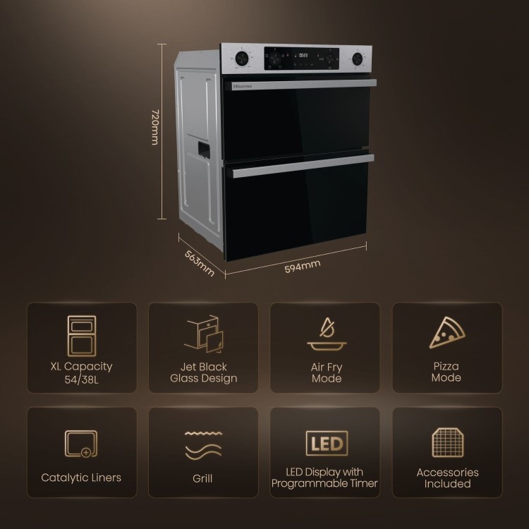 Hisense Hi6 BUD714221CX Built-Under Electric Double Oven - Stainless Steel