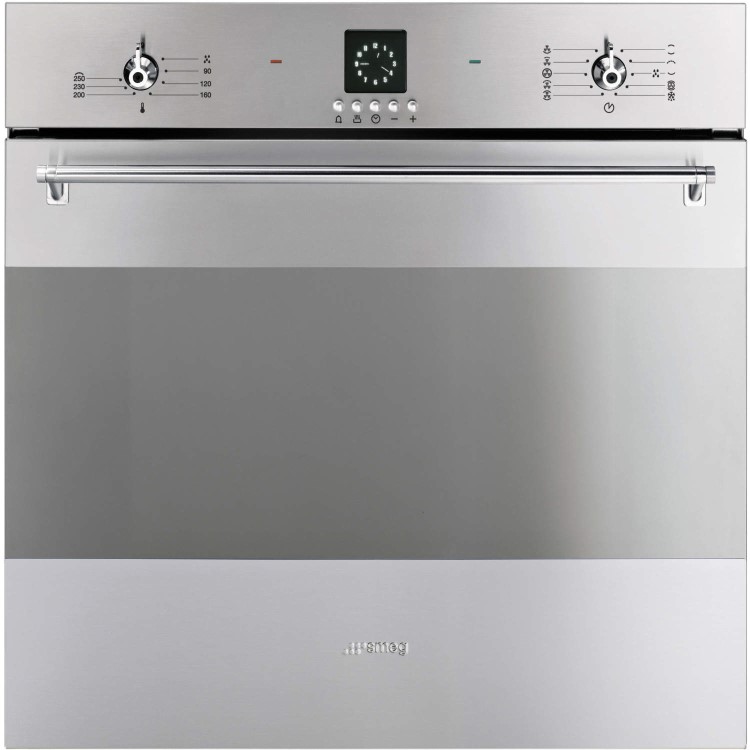 Smeg Clsssic SF399 Multifunction Electric Built-in Single Oven And SER60SGH Four Burner Gas Hob Package - Stainless Steel