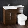 Walnut Left Hand Cloakroom Suite with Mid Edge Basin - W1090mm