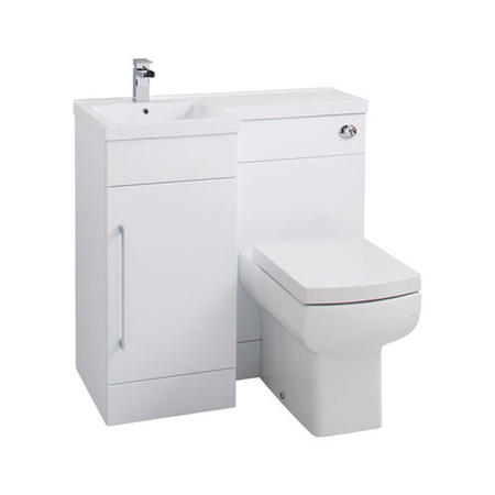 White Left Hand Cloakroom Suite with Polymarble Basin