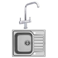 Taylor & Moore Single Bowl Stainless Steel Chrome Kitchen Sink & Twin Lever Mixer Tap