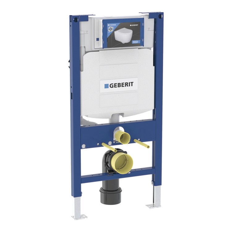 Geberit 980mm Duofix Frame and Sigma Concealed Cistern with White Flush Plate