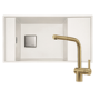 Franke Premium White Fresno Reversible Composite Kitchen Sink & Gold Atlas Neo Pull Out Kitchen Mixer Tap