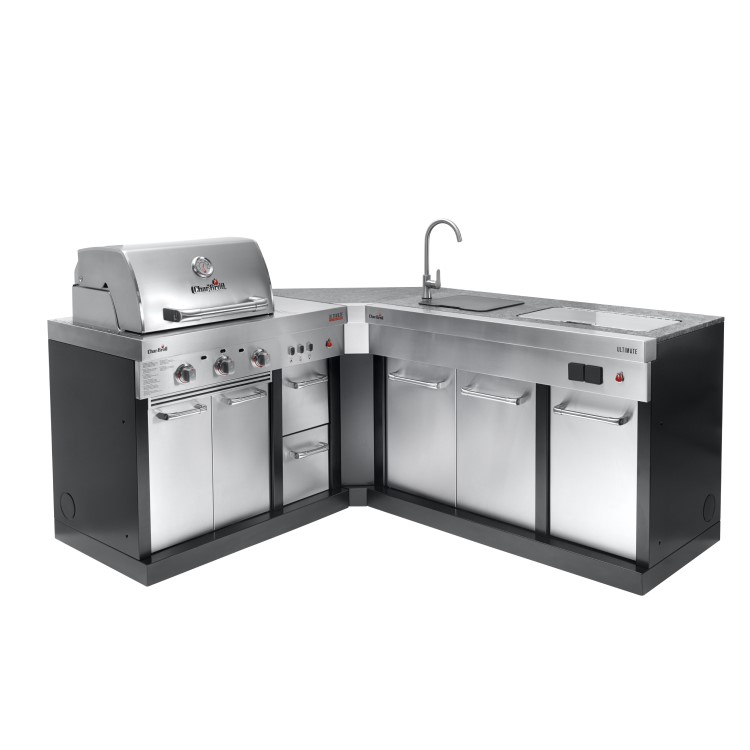 Char-Broil Ultimate 3200 Full Outdoor Kitchen - 3 Burner Gas BBQ with Entertainment Unit & Corner Module