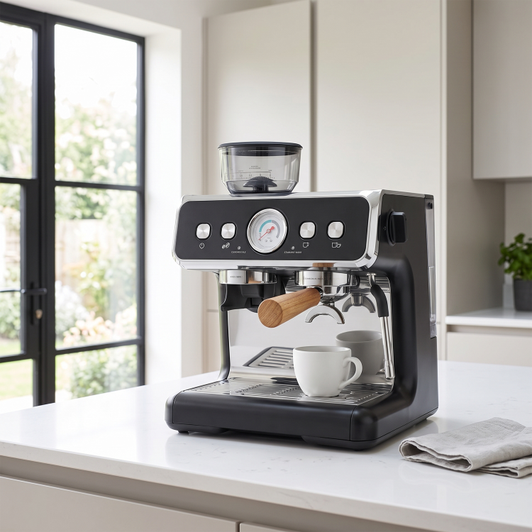 Hamoki Bean-to-Cup Espresso Coffee Machine with Steam Wand - Black