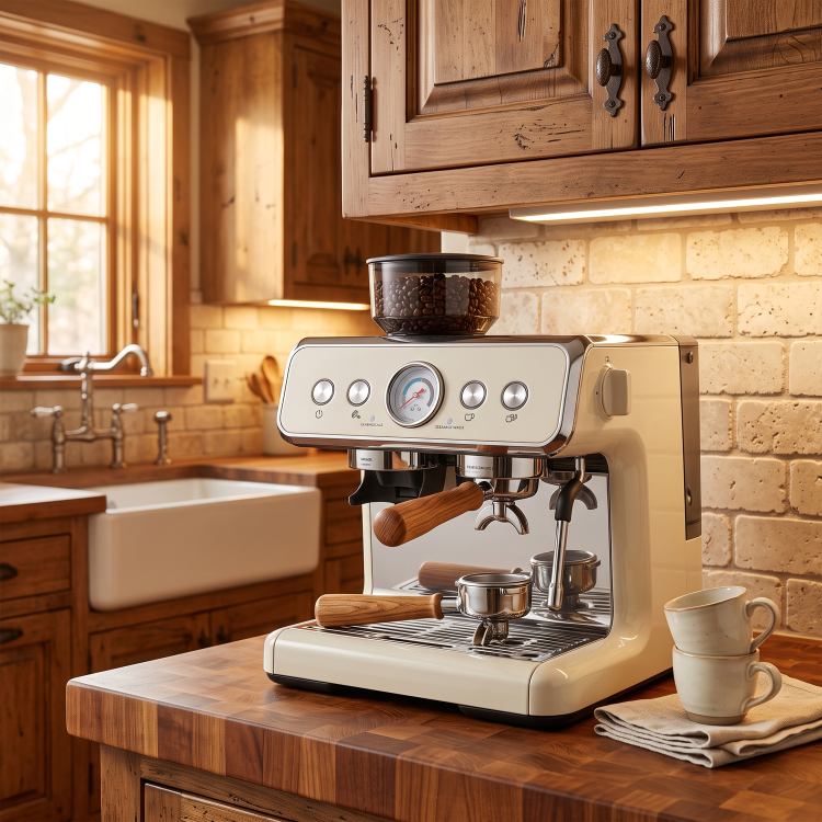 Hamoki Bean-to-Cup Espresso Coffee Machine with Steam Wand - Cream