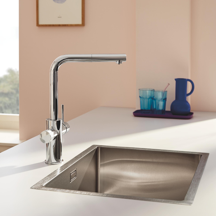 Grohe Blue Minta Single Lever Filter Kitchen Mixer Tap Set - Chrome
