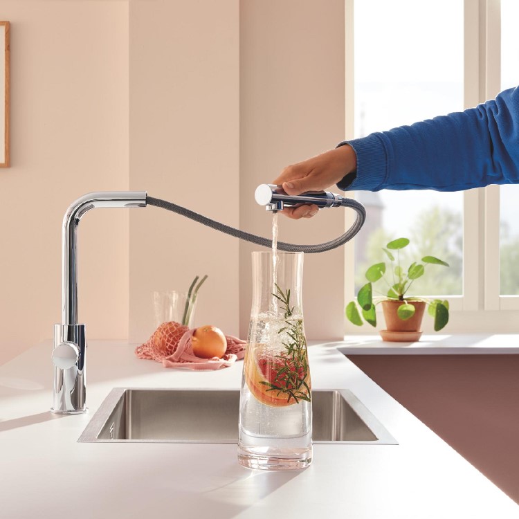 Grohe Blue Minta Single Lever Filter Kitchen Mixer Tap Set - Chrome