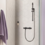 Grohe Black Thermostatic Mixer Shower Set with Slide Rail Kit