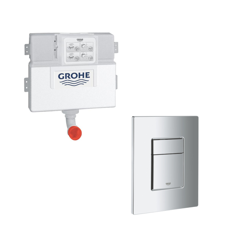 Grohe Concealed Dual Flush Cistern with Chrome Flush Plate