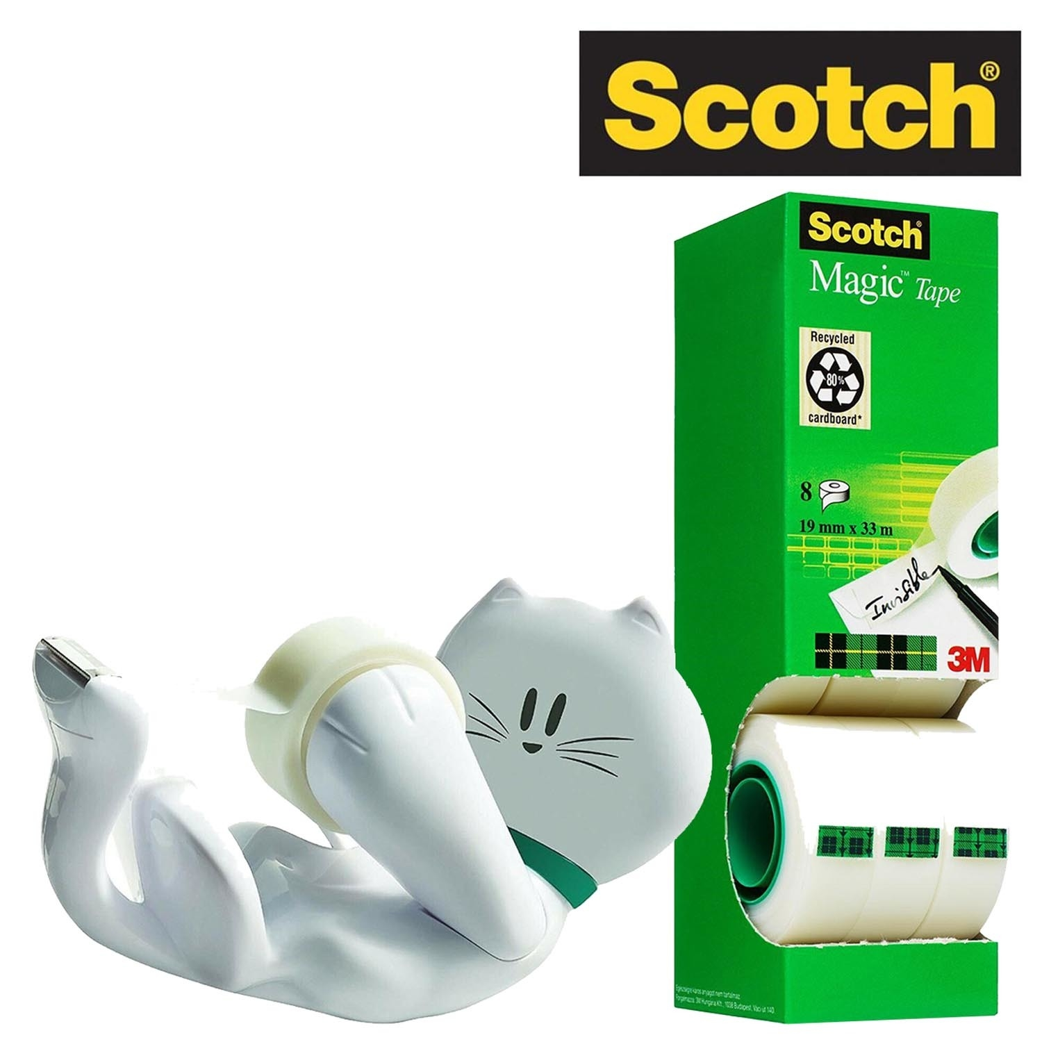 Scotch Magic Tape, Invisible, 4 Tape Rolls With Dispensers 